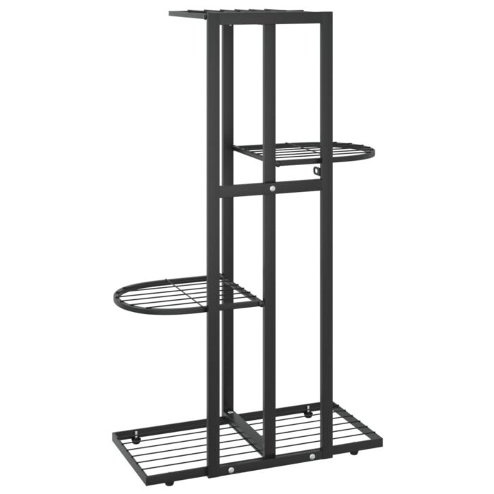 Support pour plantes 4 niveaux 43x22x76 cm Noir Métal – Image 3