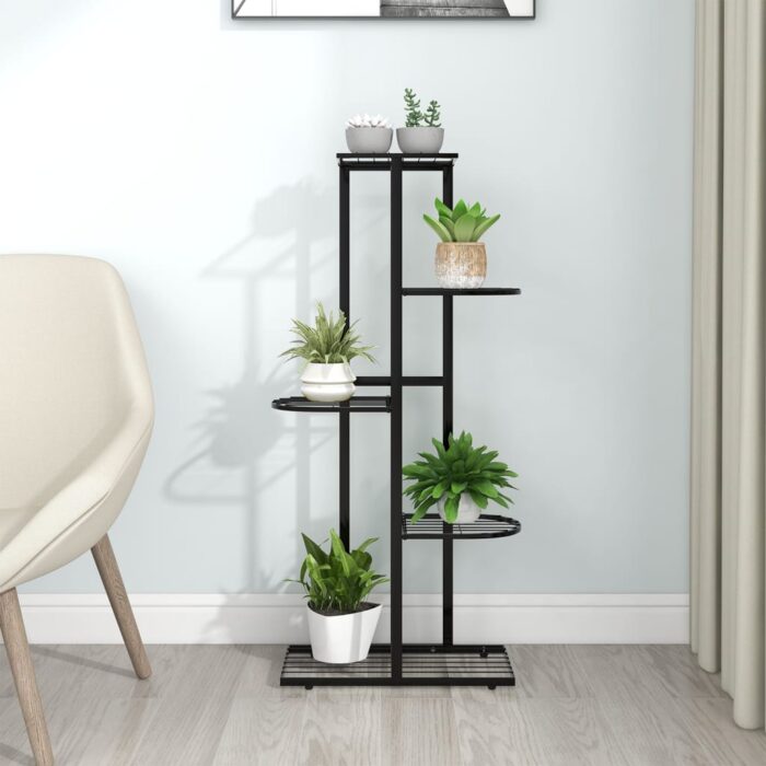 Support pour plantes 5 niveaux 43x22x98 cm Noir Métal – Image 1