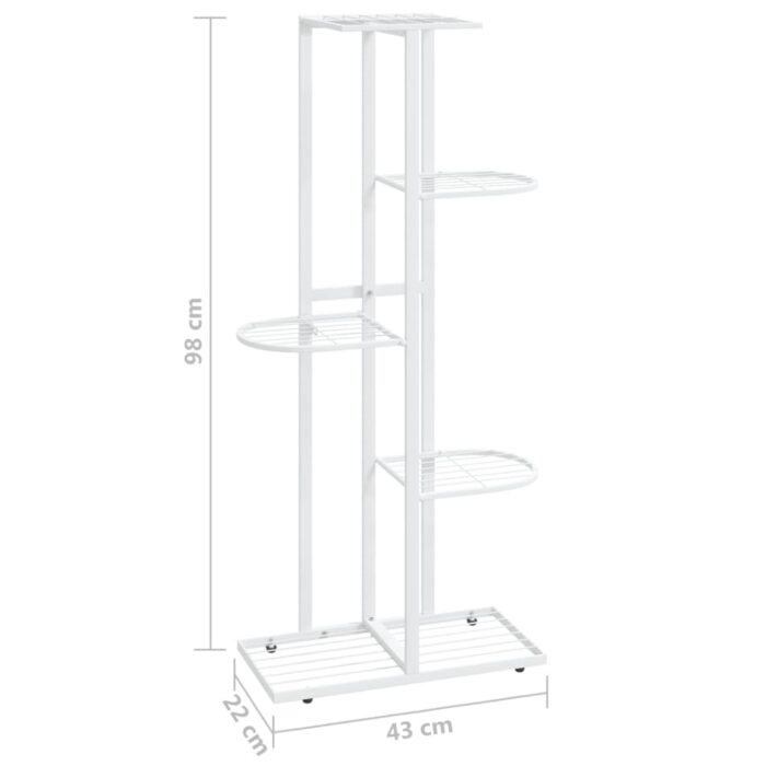 Support pour plantes 5 niveaux 43x22x98 cm Blanc Métal – Image 5