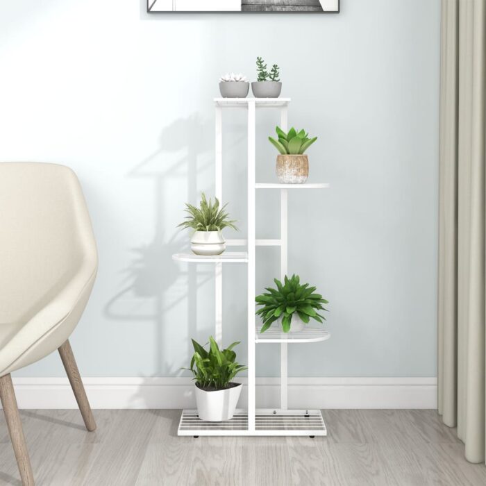 Support pour plantes 5 niveaux 43x22x98 cm Blanc Métal – Image 1