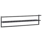 Porte-serviettes Noir 95x25x22 cm Fer – Image 3