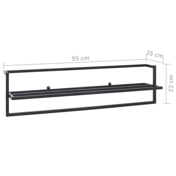 Porte-serviettes Noir 95x25x22 cm Fer – Image 5