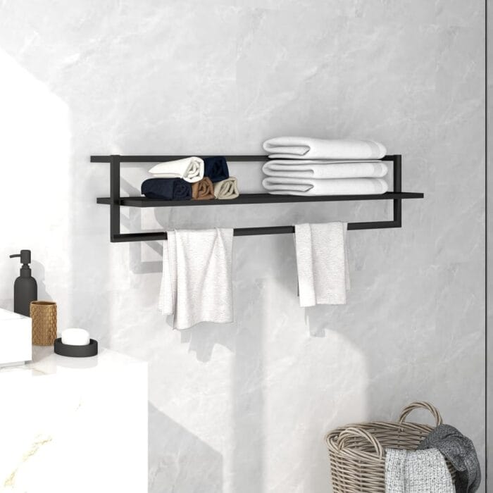 Porte-serviettes Noir 95x25x22 cm Fer – Image 1