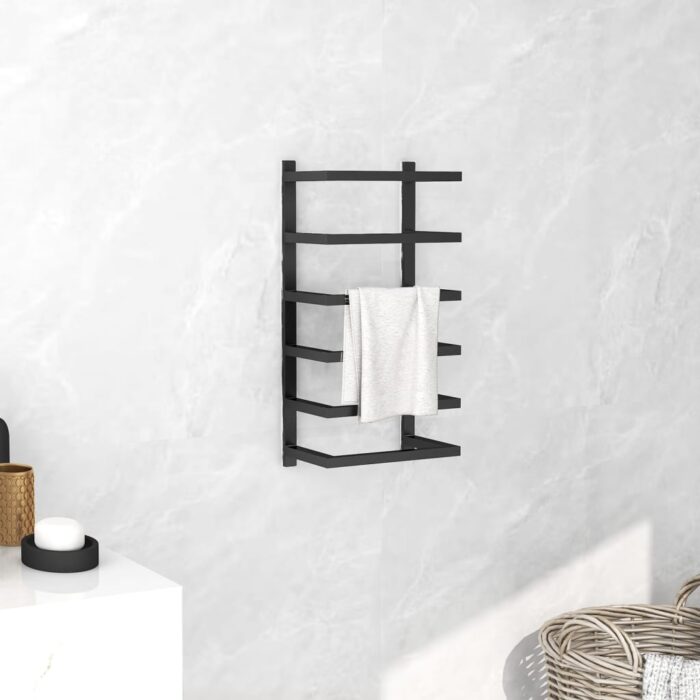 Porte-serviette Noir 24x12x48 cm Acier – Image 1