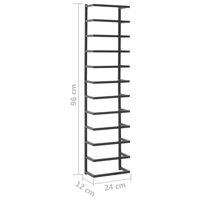 Porte-serviette Noir 24x12x96 cm Acier – Image 5