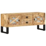 Meuble TV 110x30x45 cm Bois de manguier brut – Image 10