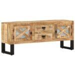 Meuble TV 110x30x45 cm Bois de manguier brut – Image 11