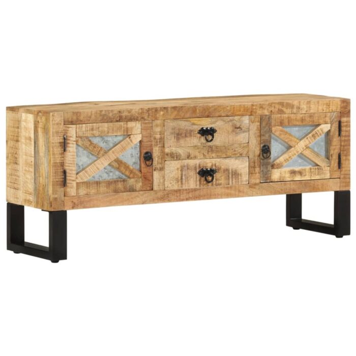 Meuble TV 110x30x45 cm Bois de manguier brut – Image 11