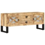 Meuble TV 110x30x45 cm Bois de manguier brut – Image 12