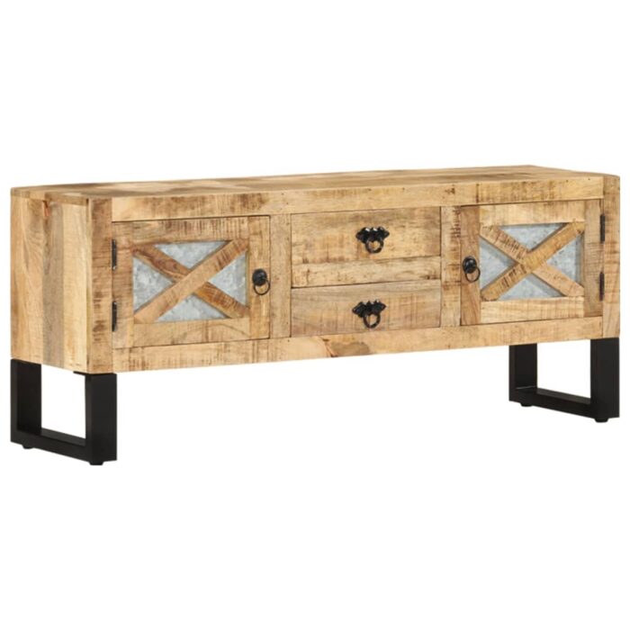 Meuble TV 110x30x45 cm Bois de manguier brut – Image 12
