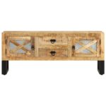 Meuble TV 110x30x45 cm Bois de manguier brut – Image 4