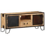 Meuble TV 110x31x46 cm Bois de manguier brut – Image 10