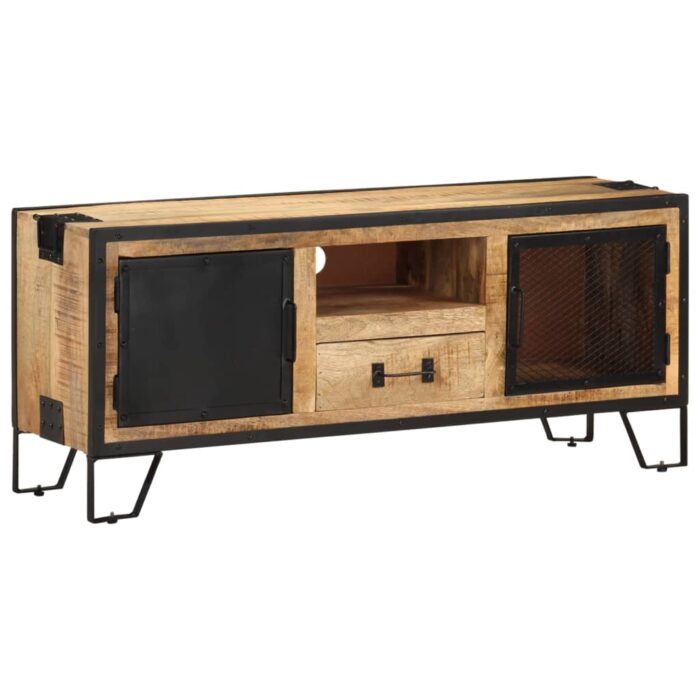 Meuble TV 110x31x46 cm Bois de manguier brut – Image 11