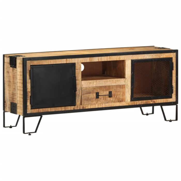 Meuble TV 110x31x46 cm Bois de manguier brut – Image 12