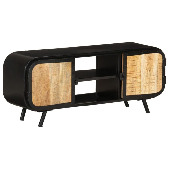 Meuble TV 110x30x45 cm Bois de manguier brut – Image 1