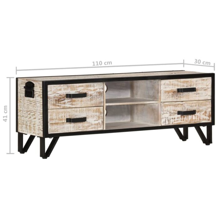 Meuble TV 110x30x41 cm Bois d'acacia massif – Image 7