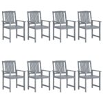 Chaises de jardin lot de 8 Bois massif d'acacia Gris
