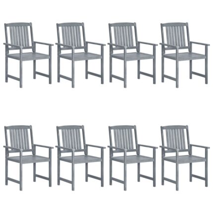 Chaises de jardin lot de 8 Bois massif d'acacia Gris