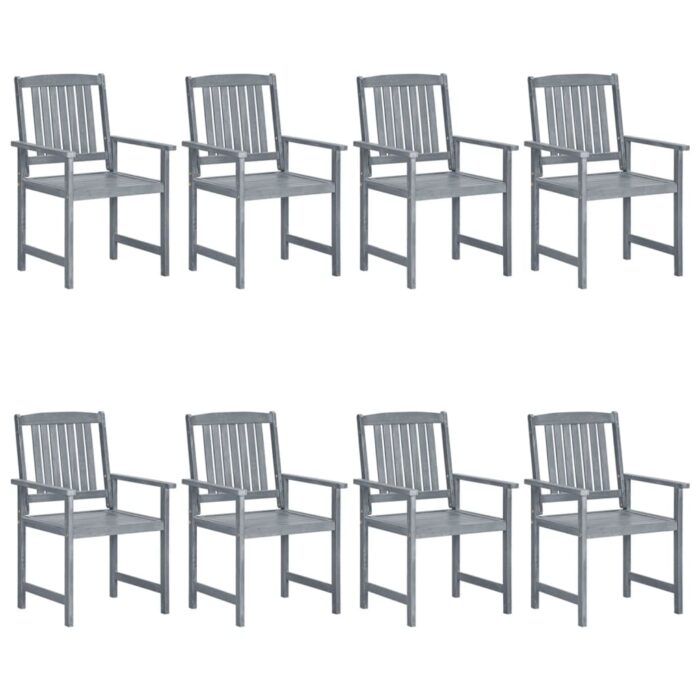 Chaises de jardin lot de 8 Bois massif d'acacia Gris – Image 1