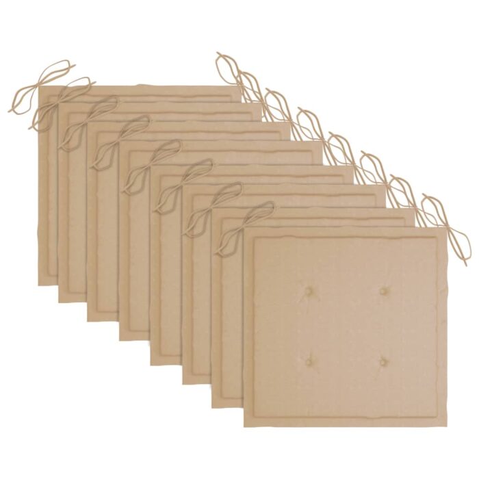 Chaises de jardin et coussins lot de 8 Bois acacia solide Gris – Image 5