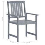 Chaises de jardin et coussins lot de 8 Bois acacia solide Gris – Image 7