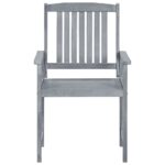 Chaises de jardin et coussins lot de 8 Bois acacia solide Gris – Image 4