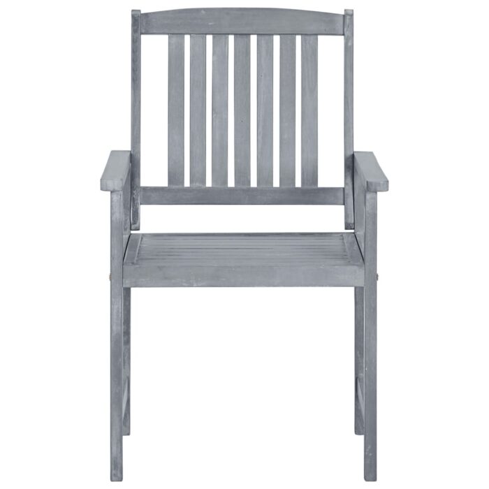 Chaises de jardin et coussins lot de 8 Bois acacia solide Gris – Image 4