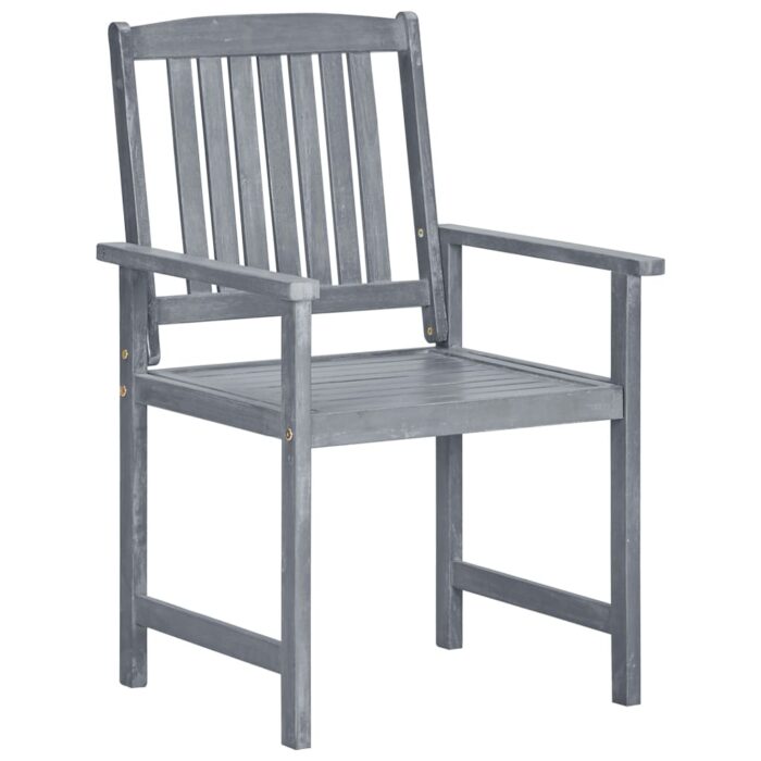 Chaises de jardin et coussins lot de 8 Bois acacia solide Gris – Image 3