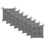 Chaises de jardin et coussins lot de 8 Bois acacia solide Gris – Image 4