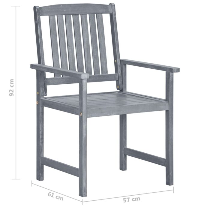 Chaises de jardin et coussins lot de 8 Bois acacia solide Gris – Image 6