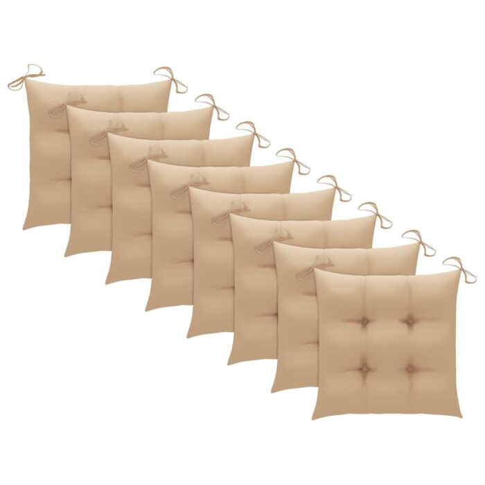 Chaises de jardin et coussins lot de 8 Bois acacia solide Gris – Image 4