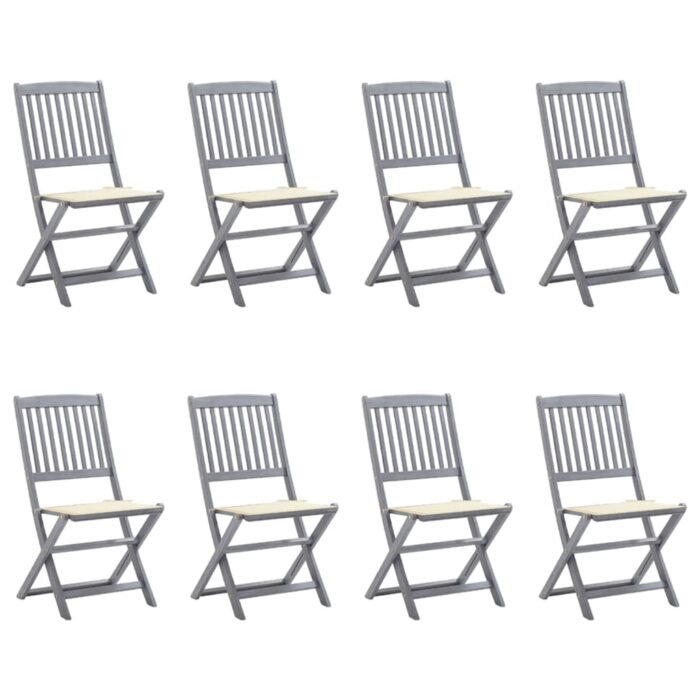 VXL8720286508848_a_en_hd_1.jpg Chaises pliables d'extérieur lot de 8 et coussins Bois d'acacia – Image 1