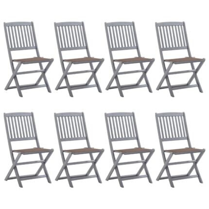 Chaises pliables d'extérieur lot de 8 et coussins Bois d'acacia