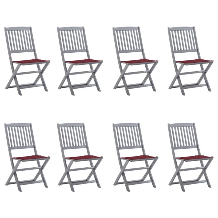 VXL8720286508916_a_en_hd_1.jpg Chaises pliables d'extérieur lot de 8 et coussins Bois d'acacia – Image 1