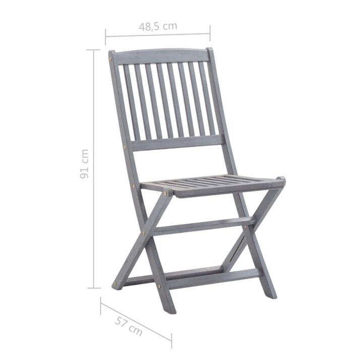 Chaises pliables d'extérieur lot de 8 et coussins Bois d'acacia – Image 6