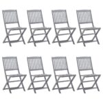 Chaises pliables d'extérieur lot de 8 et coussins Bois d'acacia