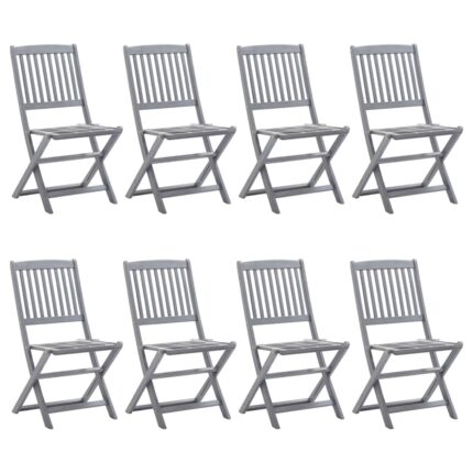 Chaises pliables d'extérieur lot de 8 et coussins Bois d'acacia