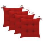 Chaises à manger d'extérieur lot de 4 et coussins Acacia massif – Image 3