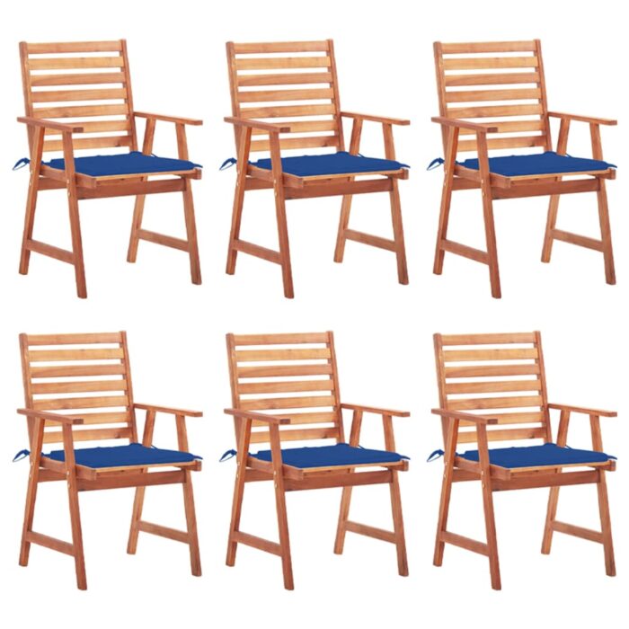 Chaises à manger d'extérieur lot de 6 et coussins Acacia massif – Image 1