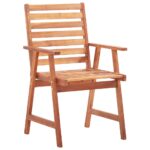 Chaises à manger d'extérieur lot de 6 et coussins Acacia massif – Image 2