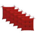 Chaises à manger d'extérieur lot de 6 et coussins Acacia massif – Image 3