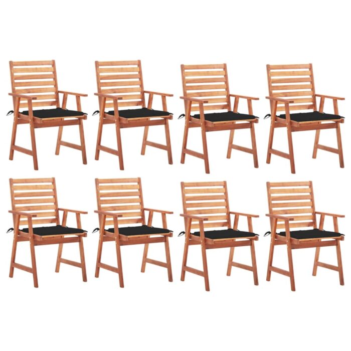 VXL8720286509715_a_en_hd_1.jpg Chaises à manger d'extérieur lot de 8 et coussins Acacia massif – Image 1