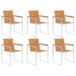 Chaises de jardin lot de 6 Bois d'acacia et acier inoxydable