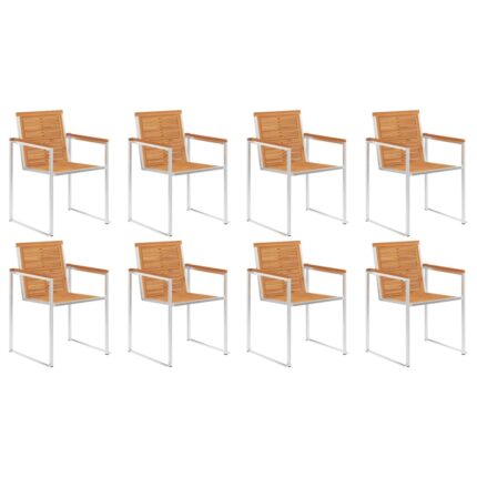 Chaises de jardin lot de 8 Bois d'acacia et acier inoxydable