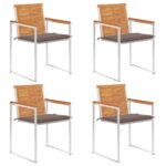 Chaises de jardin lot de 4 avec coussins Bois d'acacia massif