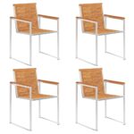 Chaises de jardin lot de 4 avec coussins Bois d'acacia massif – Image 2