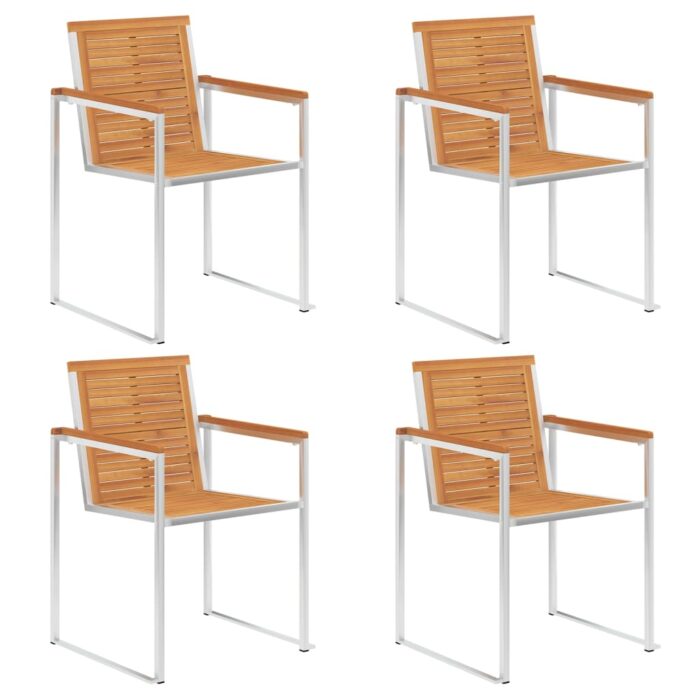 Chaises de jardin lot de 4 avec coussins Bois d'acacia massif – Image 2