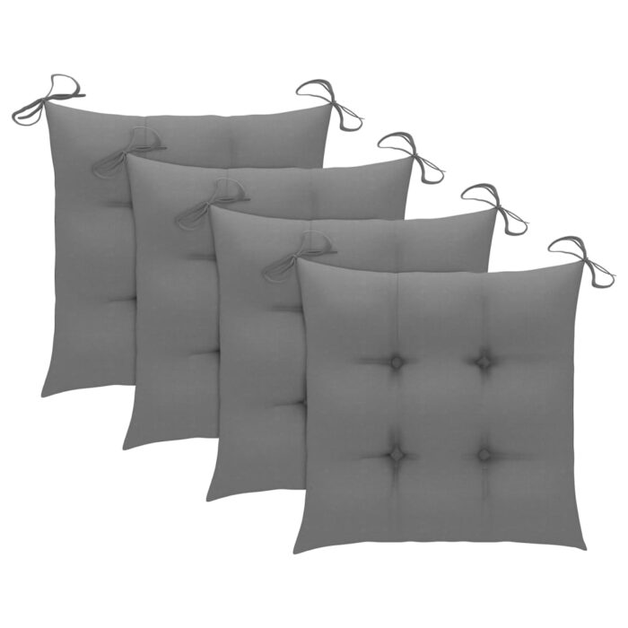 Chaises de jardin lot de 4 avec coussins Bois d'acacia massif – Image 4
