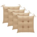 Chaises de jardin lot de 4 avec coussins Bois d'acacia massif – Image 4