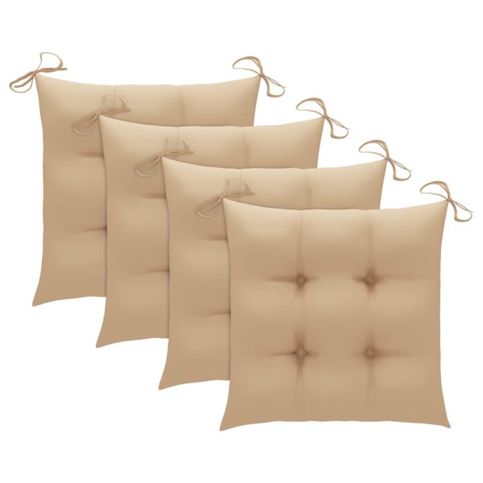 Chaises de jardin lot de 4 avec coussins Bois d'acacia massif – Image 4